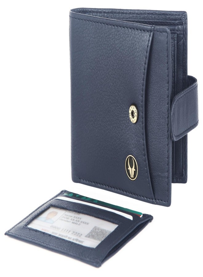 وايلدهورن محفظة جلدية للرجال من وايلد هورن مزودة بتقنية الحماية من تقنية RFID | 8 فتحات للبطاقات | قسمان للنقود | إغلاق بحلقة (أزرق) - Image 4